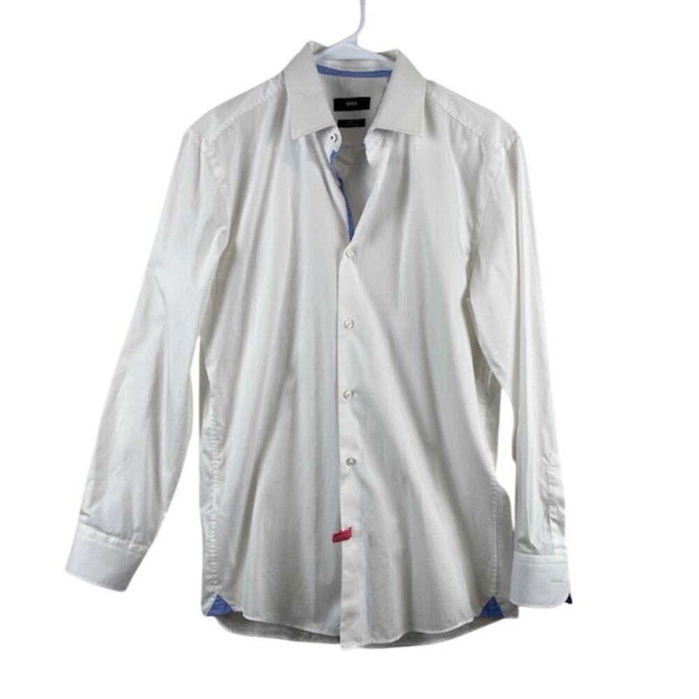 Boss Hugo Boss men's cotton slim fit white dress shirt.
